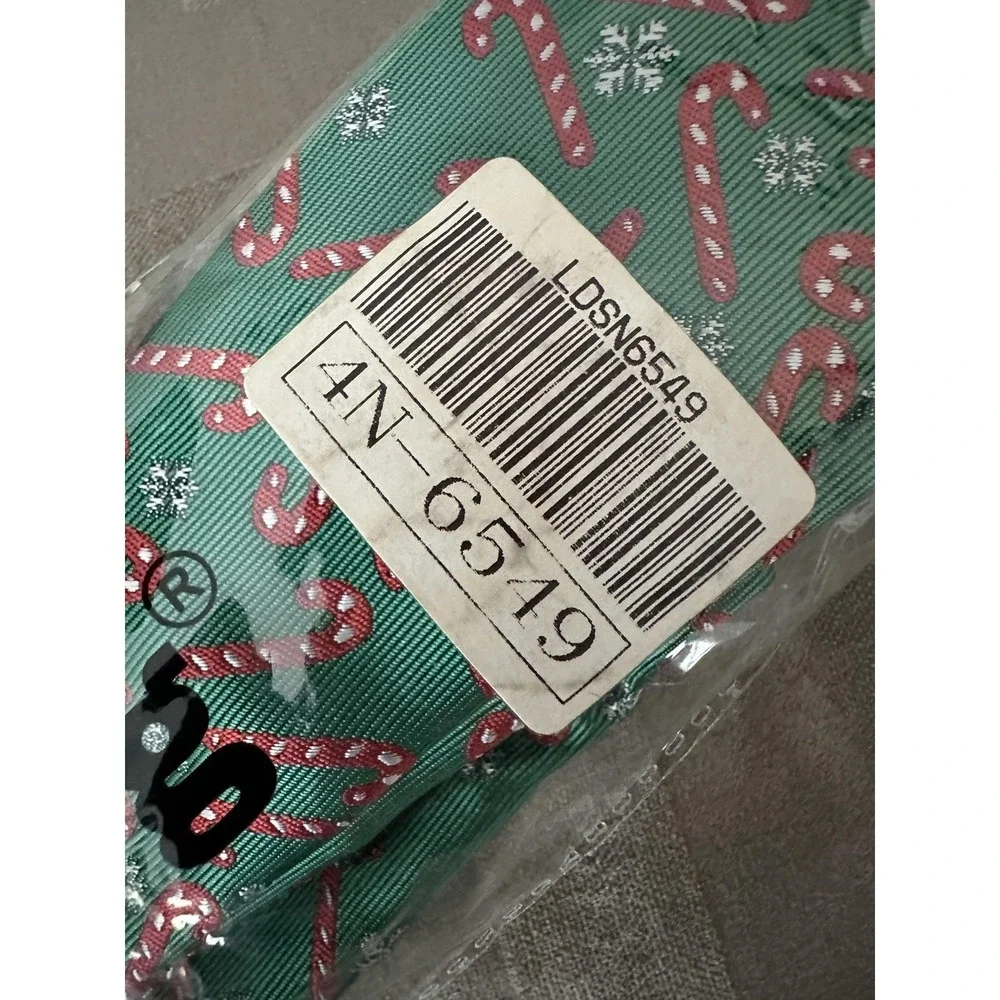 Barry.Wang Tie Set Mens Green Candy‎ Cane Christmas Pocket Square Cufflinks
